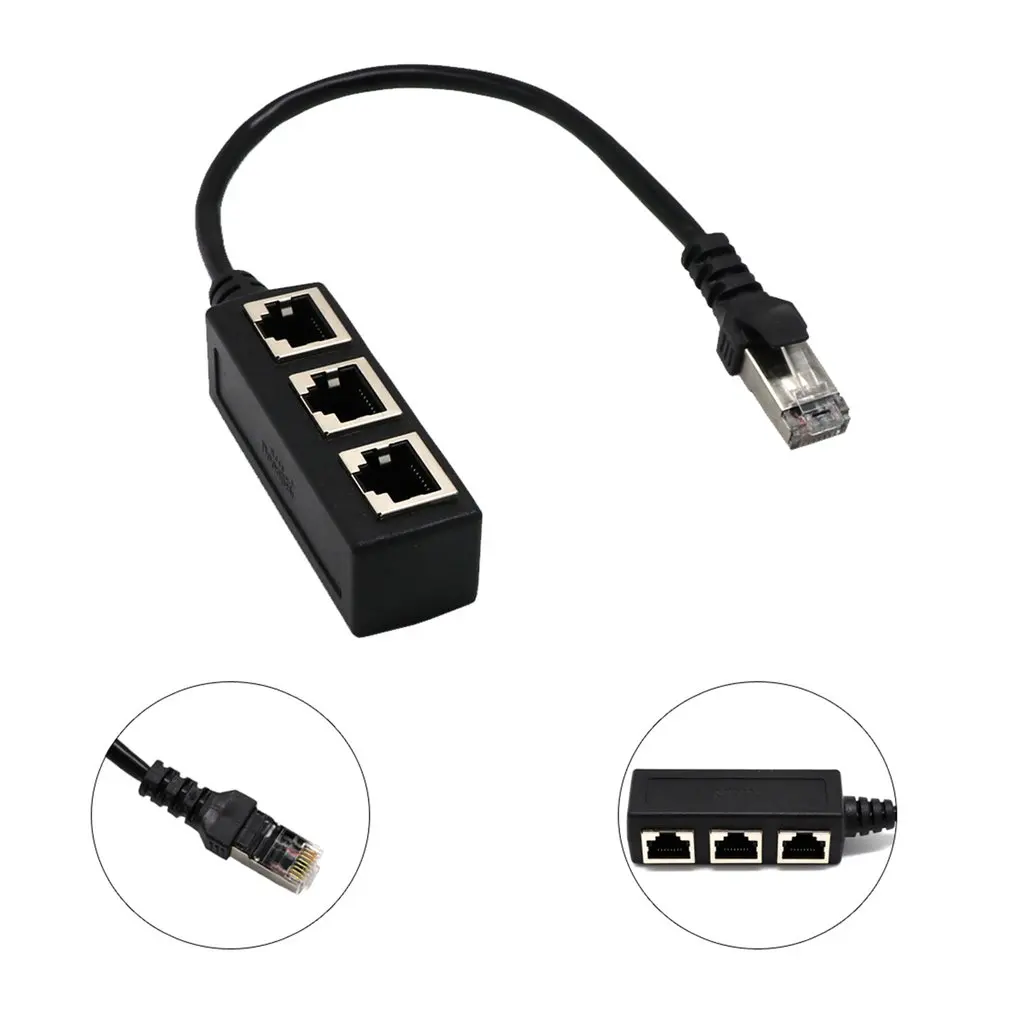 

Splitter Ethernet RJ45 Cable Adapter 1 To 3 Port LAN Network Plug Connector For Networking Extension 1 Male to 2/3 Female Hot