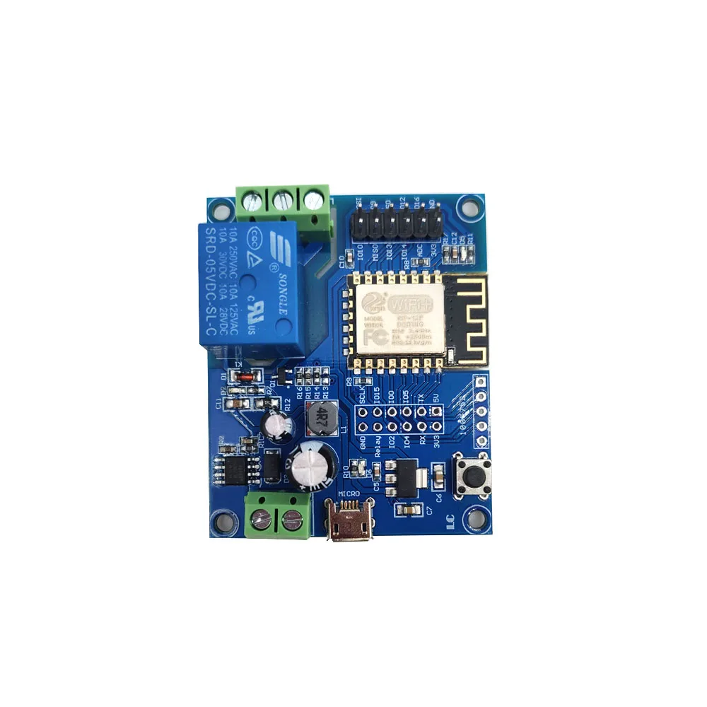 Беспроводной релейный модуль ESP8266 с Wi-Fi, лампочка, источник питания USB 5 в постоянного тока, дополнительная макетная плата, дистанционное управление, умный дом