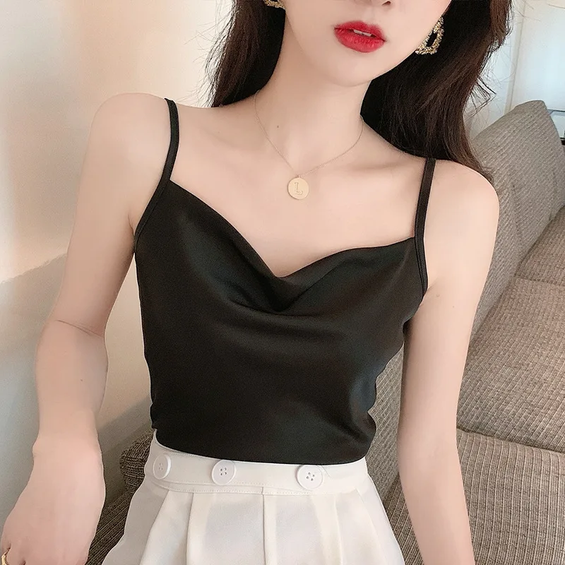 

2023 Spring and Summer New V-neck Camisole Women's Inner Sleeveless Satin Temperament Bottoming Top