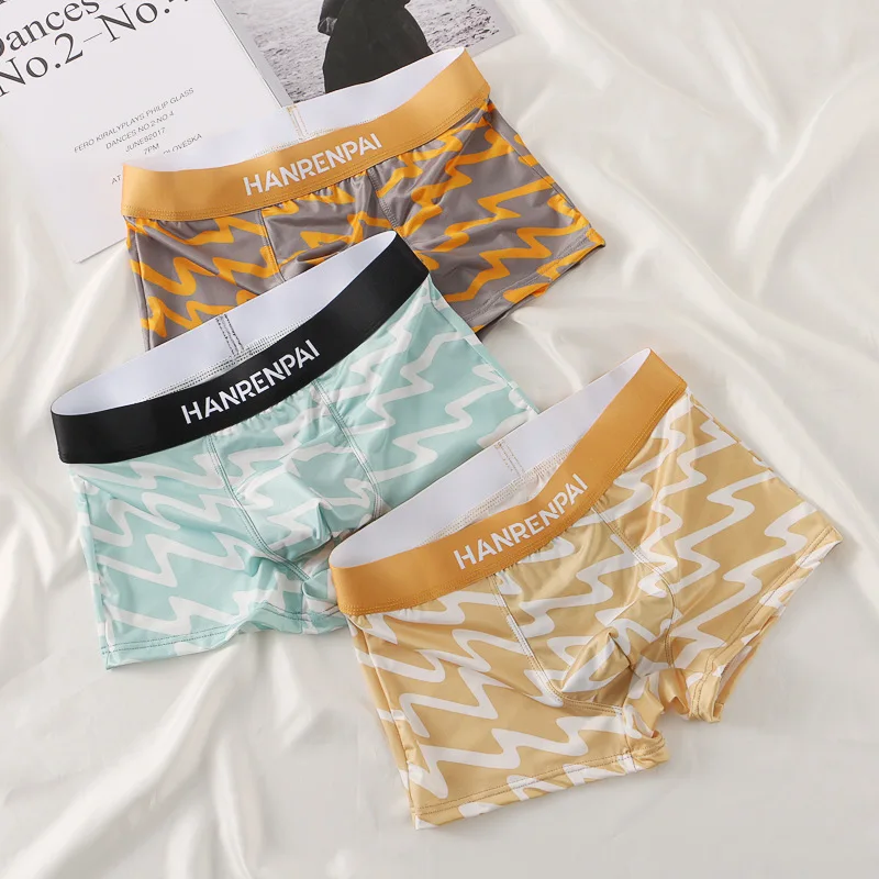 Men's underwear, graphene antibacterial boxer shorts, ice silk shorts, thin summer shorts 3PCS