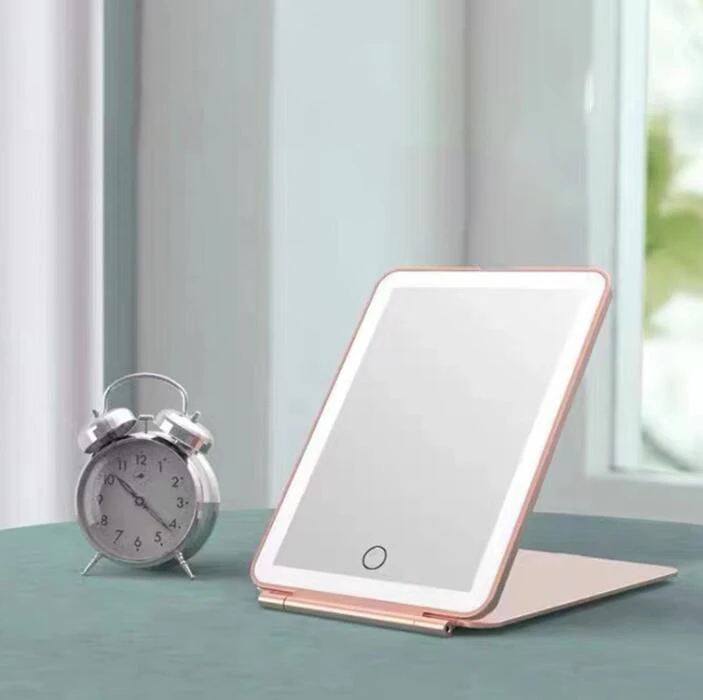

portable makeup mirror led natural light usb Portable Standing Folding Vanity Mirroir 5X Magnifying Compect Cosmetics Mirror