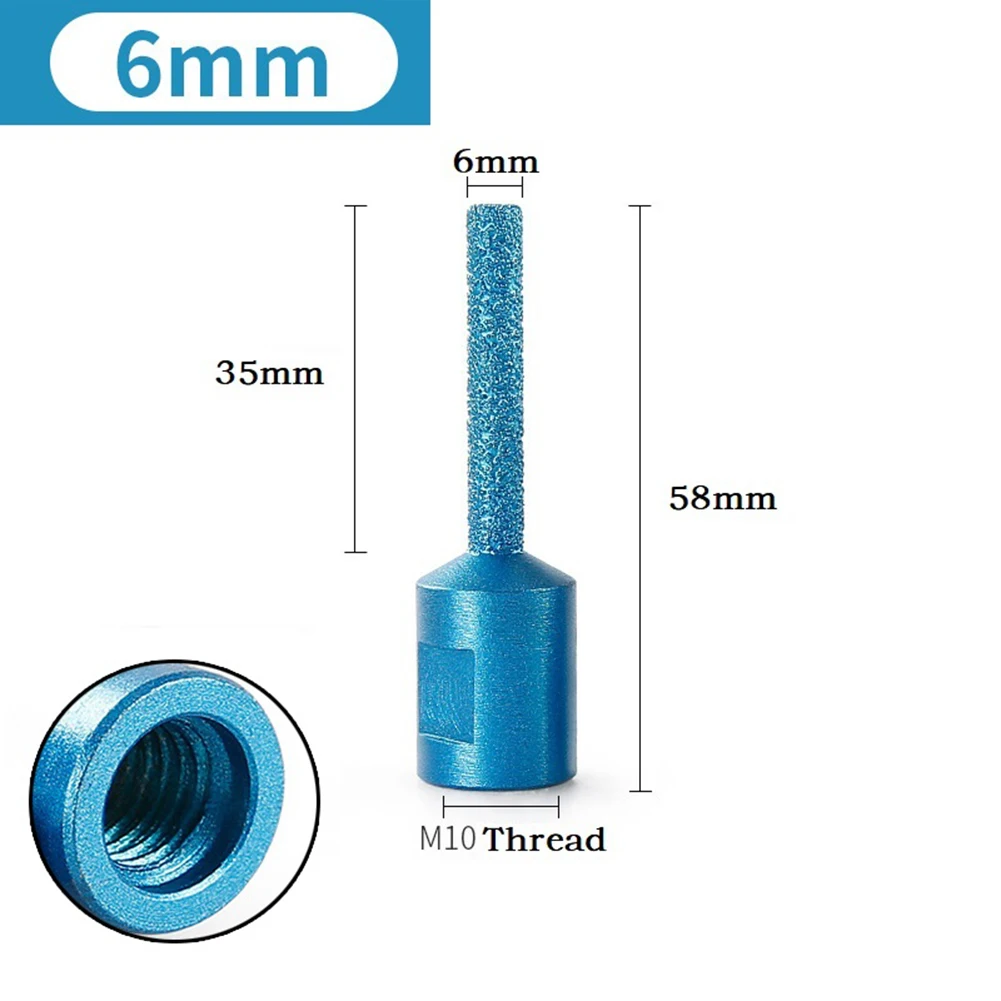 

1Pcs 6/10/15mm Diameter M10 Thread Vaccum Brazed Diamond Finger Bit Milling Cutter For Drilling Grinding Ceramic Tile Stone
