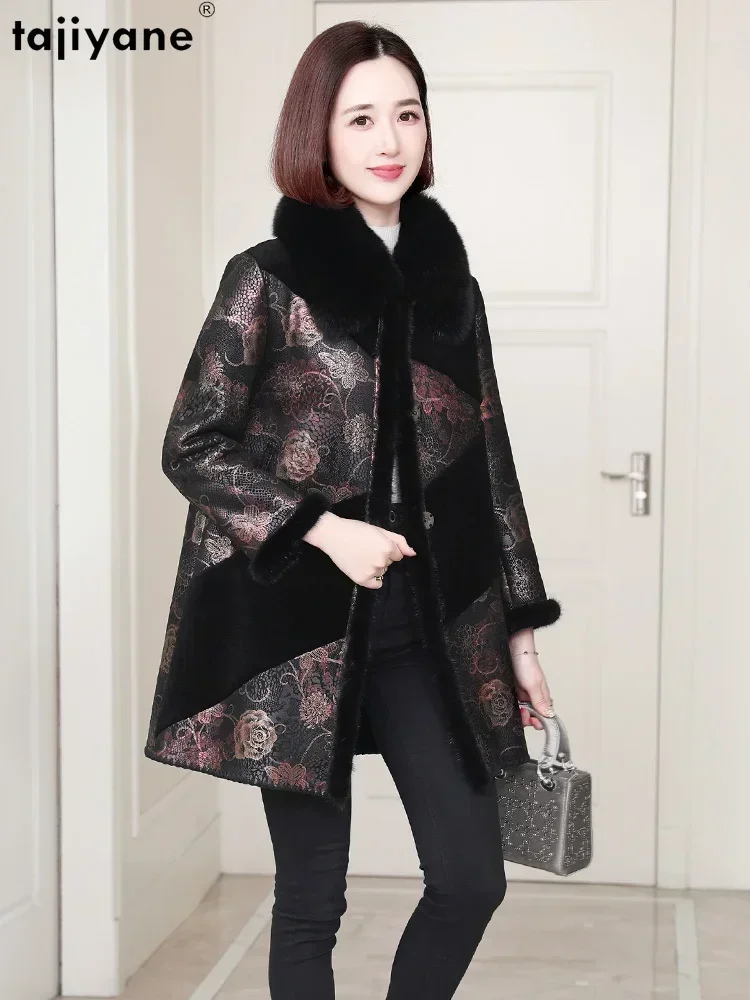Женская куртка средней длины Tajiyane зимнее шерстяное пальто с воротником из