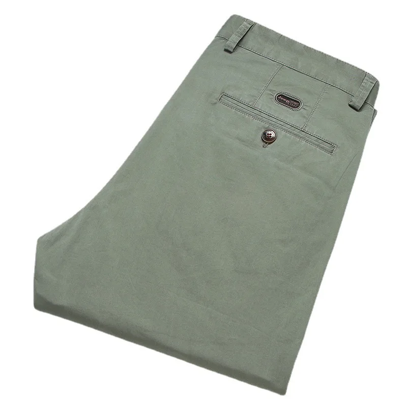 

Spring Summer 97% Cotton Casual Pants Mens Clothing Straight Business Green Black Khaki Trousers Male Brand 2022