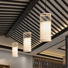 Bamboo Pendant Lamp Handmade Wood Lampshade Hanging Ceiling Lamp Restaurant Lamp Shades Weave Chandelier