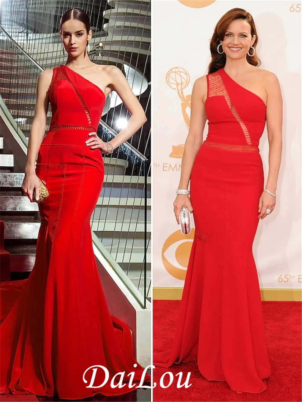 

Mermaid / Trumpet Elegant Formal Evening Black Tie Gala Dress One Shoulder Sleeveless Court Train Chiffon with Pearls