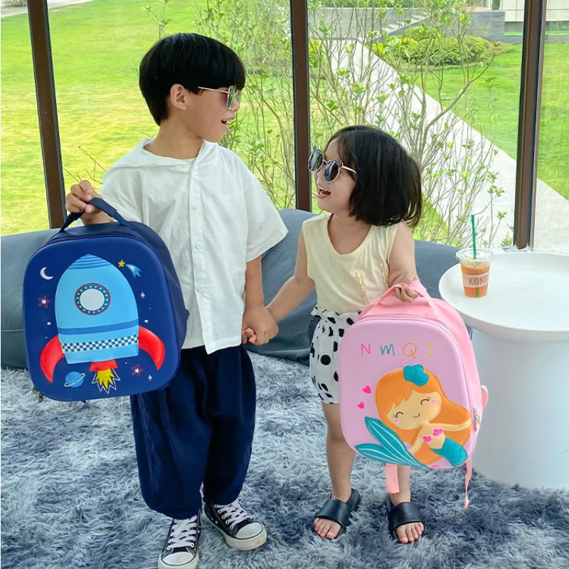 New Children Hard Shell Backpacks Dinosaur Mermaid Girl Boy Cute Cartoon Backpack Preschool Baby Schoolbag In Kindergarten 2022