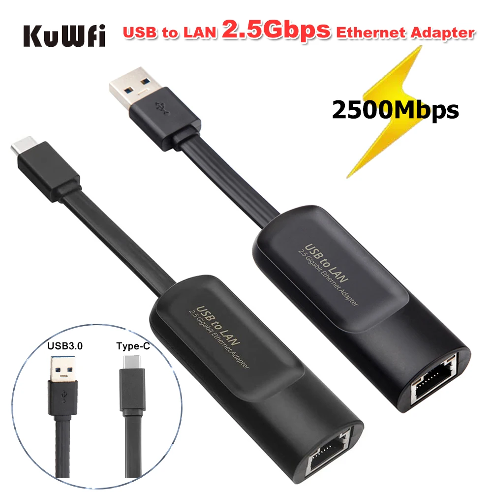 

KuWFi 2.5Gbps USB Type C Ethernet Adapter USB3.0 to RJ45 Wired Network Card USB C to Gigabit LAN Converter for Win Mac Laptop PC