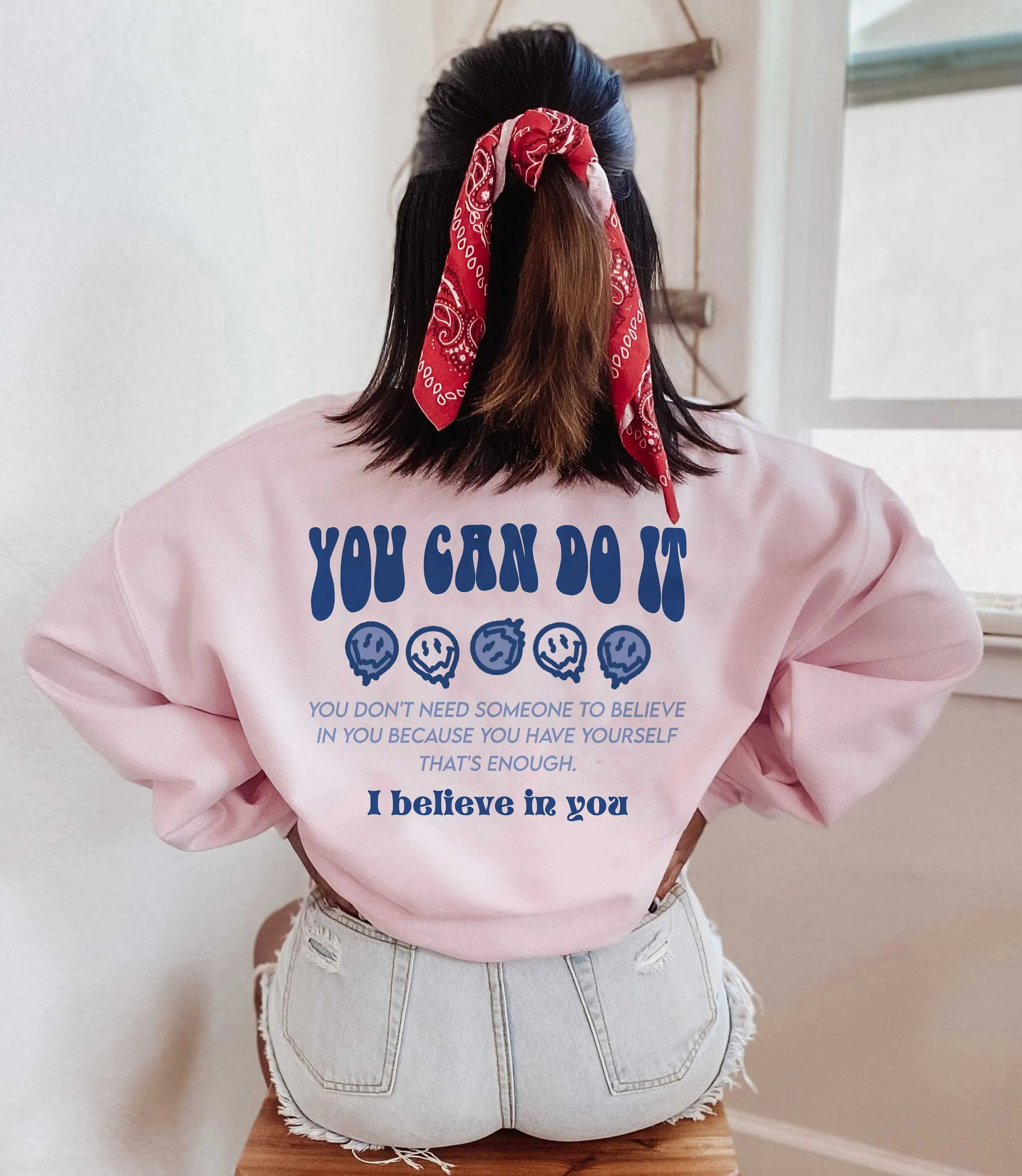 

Толстовка Женская хлопковая с надписью «You Can Do It»