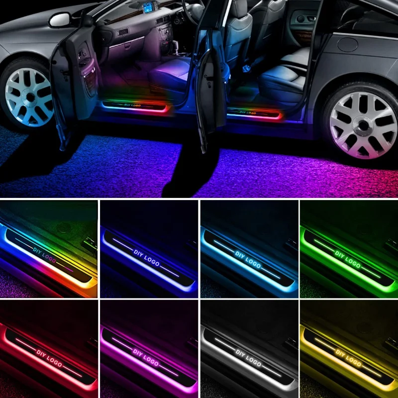 

Беспроводная подсветка для порога автомобильной двери, RGB-подсветка для педали автомобиля, беспроводная неоновая подсветка USB для двери автомобиля, добро пожаловать в качестве украшения. Освещение