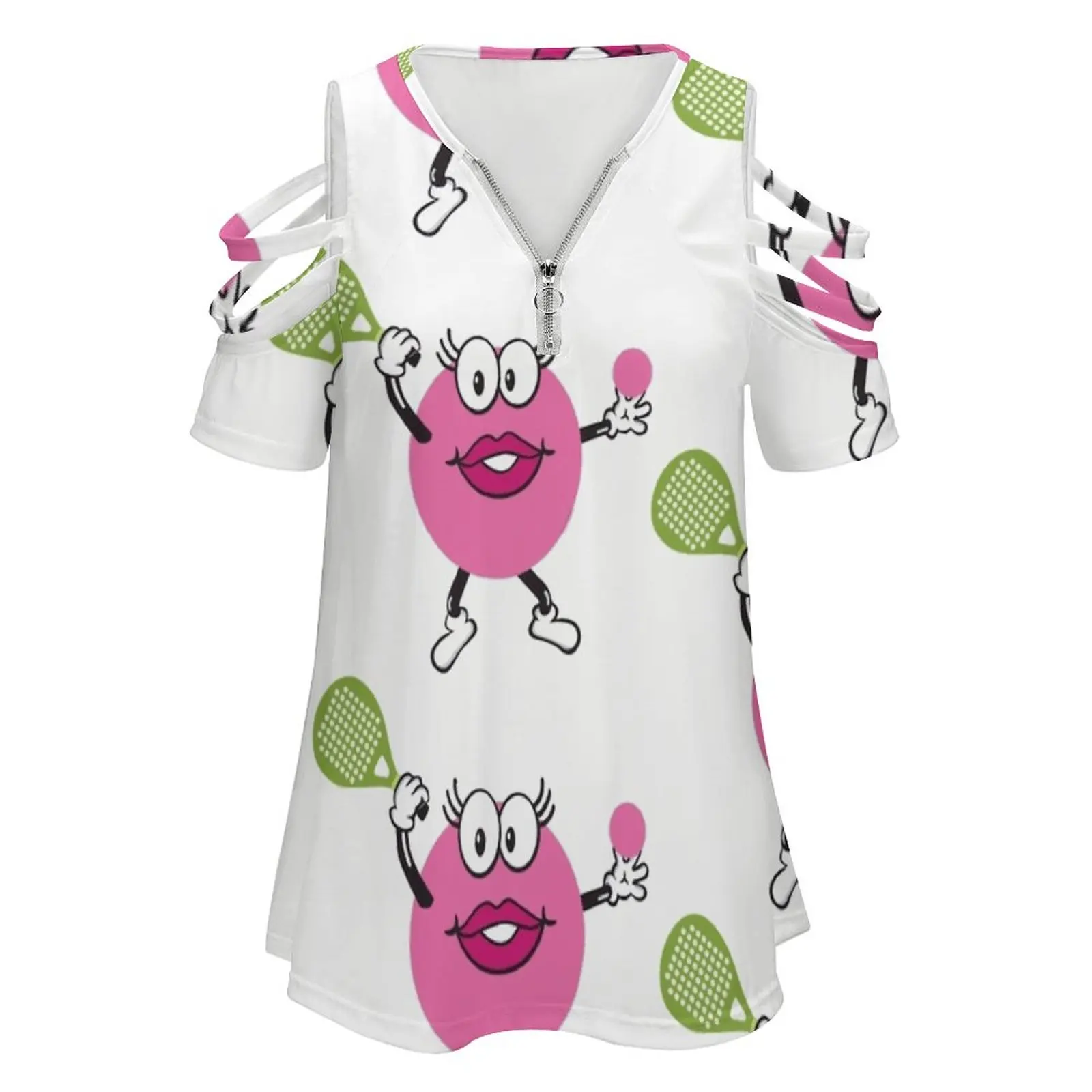 Женская футболка Mrs. Paddleball летняя модная с цветочным принтом и v-образным вырезом