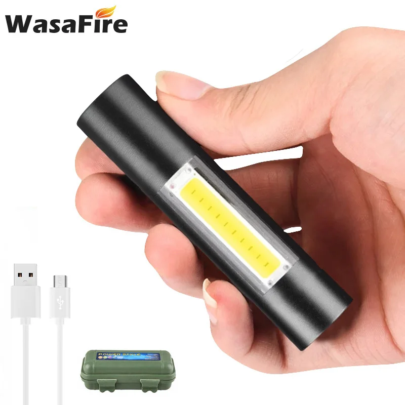 

Portable Rechargeable Bicycle COB Flashlight XPE Flash Light Torch Lantern 3 Lighting Modes Camping Light Mini LED Flashlight
