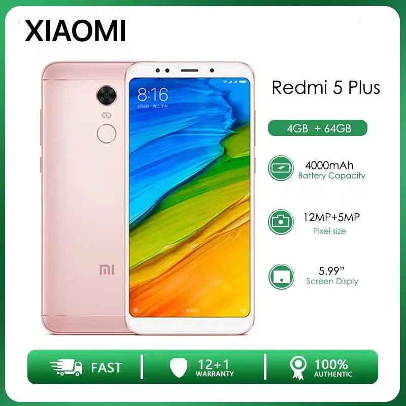 

Xiaomi Redmi 5 plus смартфон с 5,5-дюймовым дисплеем, процессором snapdragon 5,99, ОЗУ 3 ГБ, ПЗУ 32/4 ГБ, 64 ГБ, 625 мАч, Android, 12 МП