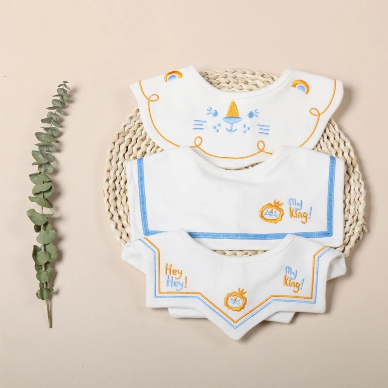 

3 Pcs/Set 360 ​​° Rotate Baby Feeding Drool Bibs Collar Decoration Embroidery Saliva Towel Cotton Anti-Stain Burp Cloth for