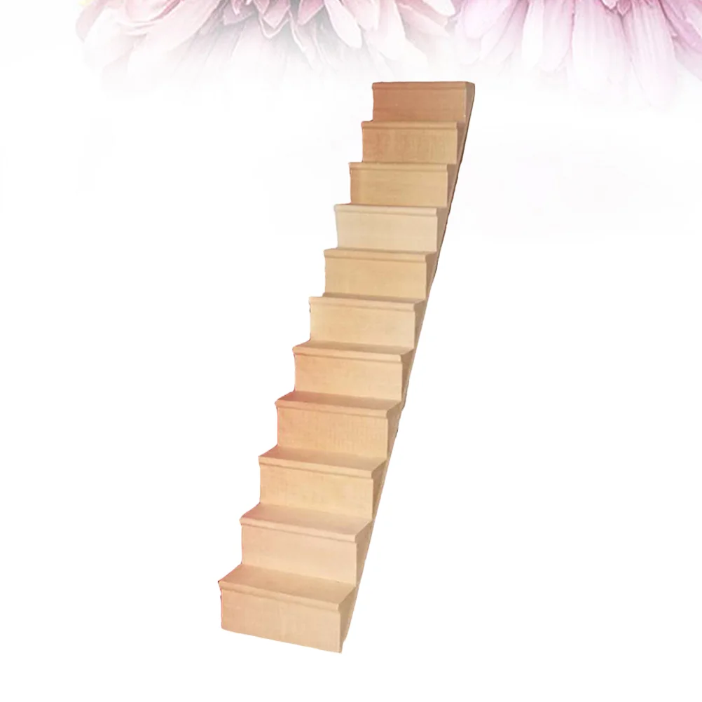 

Mini Wooden Staircase Miniature Stairs House Stair Furniture Model Handrail Wood Ornaments Ladder Table Accessories Diy Steps