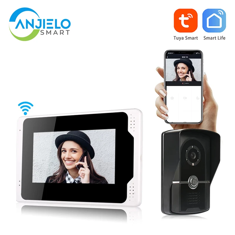 

Домашний видеодомофон Tuya Smart HD 1080P , проводной Wi-Fi ЖК -дисплей 7 дюймов , 1200TVL IP65 , наружная камера, видеодомофон , система обнаружения движения