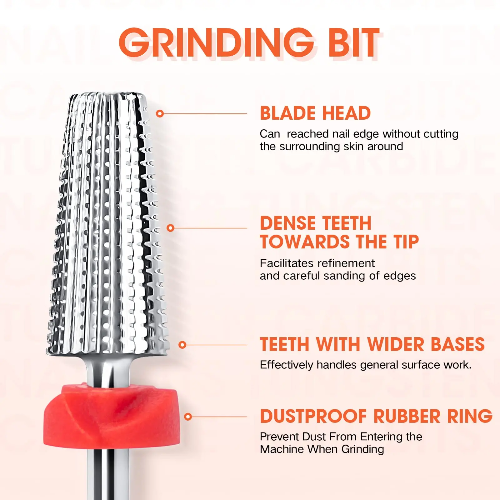 

5 in 1 Drill Bits for Nails 3/32" Tungsten Cabide Sander Tips Replace Head to Nails for Acrylic Gel Remover