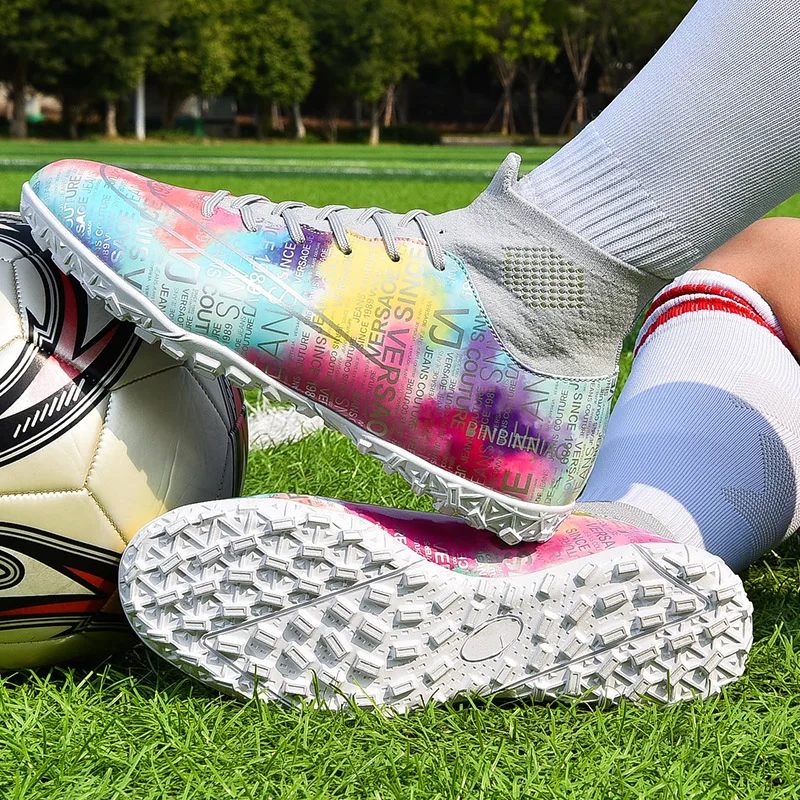 2022 Professional TF/FG Football Boots Men Society Soccer Cleats Fashion Colorful Print Soccer Shoes Men Training Sports Sneaker
