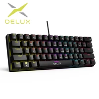 delux km36 gaming mechanical wired 61 keys kercaps keyboard rainbow backlit mini size full function for notebook desktop