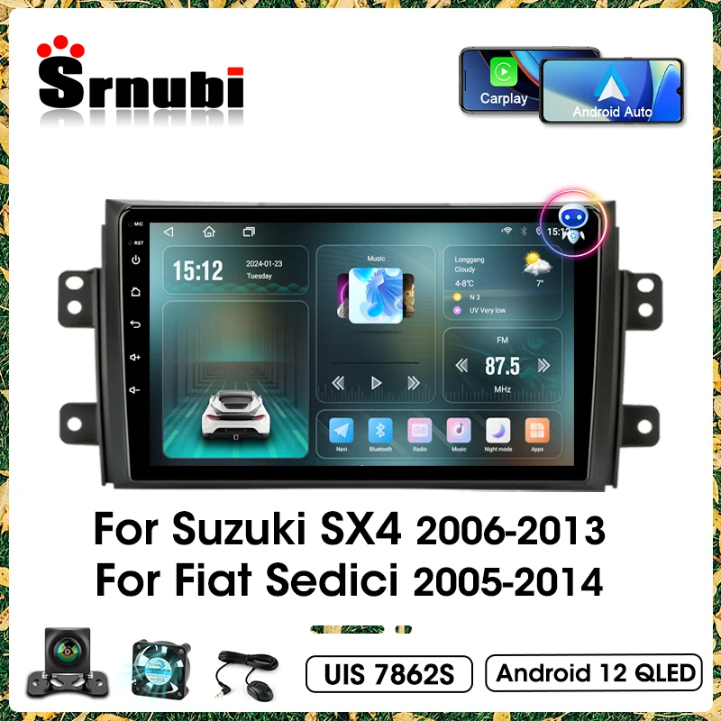Srnubi 2Din Android 12 автомобильный мультимедийный плеер для Suzuki SX4 Fiat Sedici навигационный