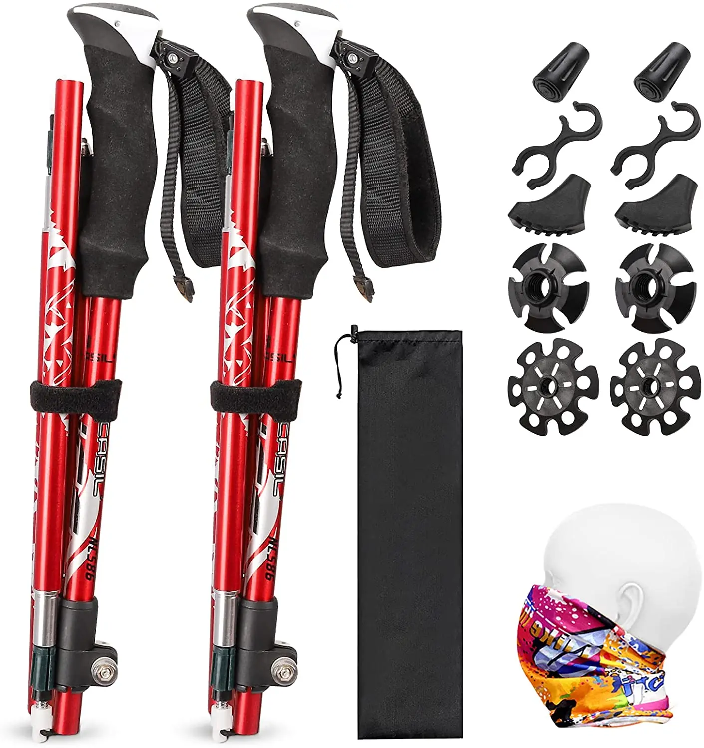 

2 Pcs Walking Hiking Sticks Adult Child Alpenstocks Ultralight Trekking Folding Pole Camping Family Alpenstocks