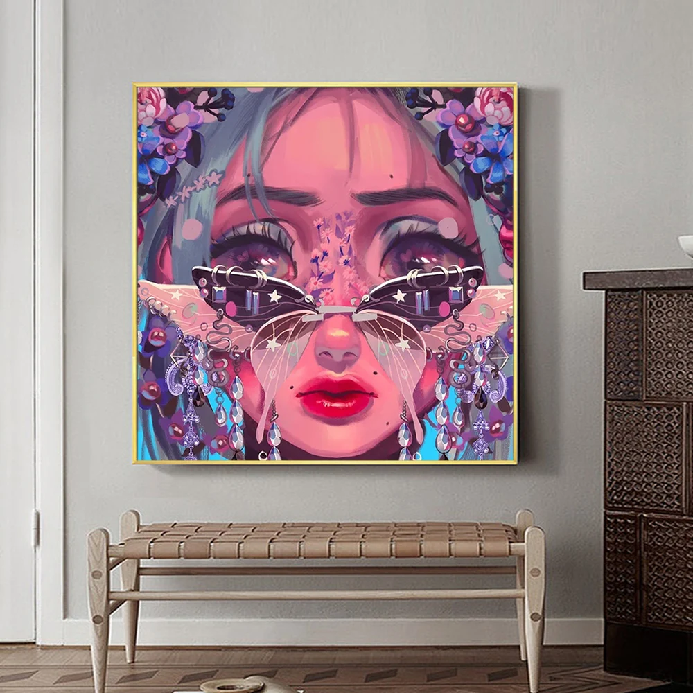 

5D Diamond Painting Beginners Wearing Glasses Elf Rhinestone Watercolor Cartoon Art Mosaic Kit DIY Full Diamond Gem Decoration