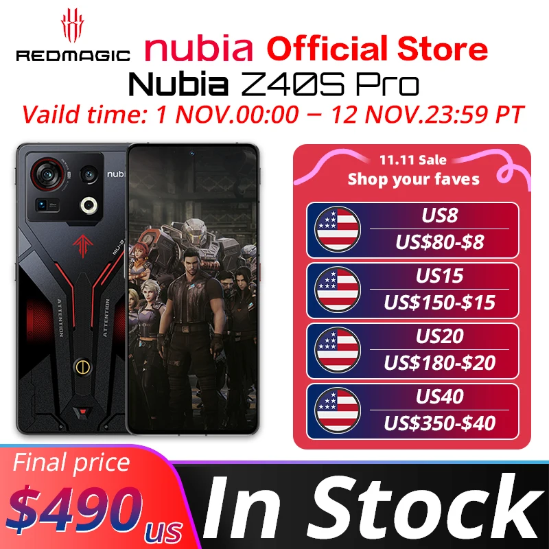 Nubia Z40s Pro 5G SmartPhone 6.67 inch 144Hz Screen Snapdragon Gen 8+ Octa Core 50MP Triple Camera 80W/120W QuickCharge