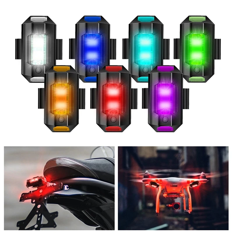 

Universal LED Anti-collision Warning Light Mini Signal Light Drone with Strobe Light 7 Colors Turn Signal Indicator Motorcycle