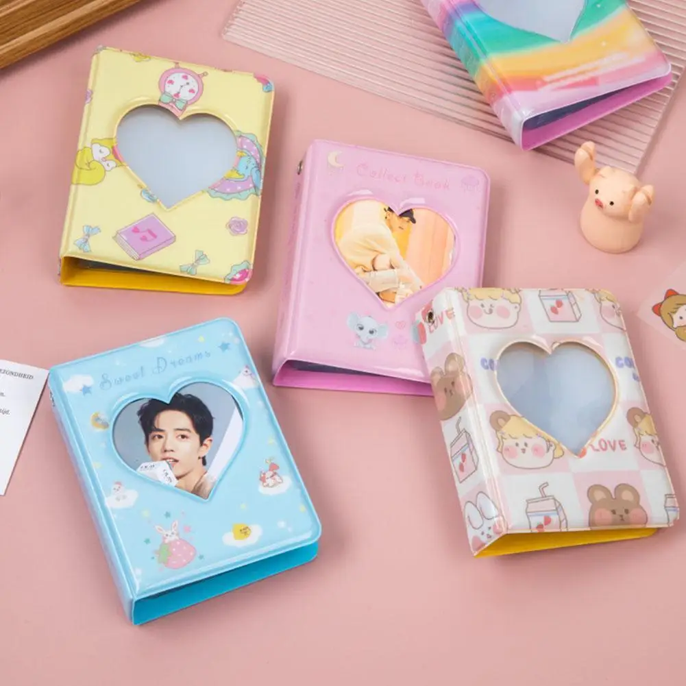 

Cute Cartoon Photo Album 3 Inch Love Heart Hollow Picture Book Holder Card Name Storage Storage Book Binder Photocard J4z1