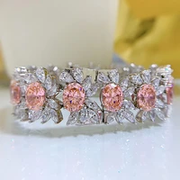 2022 new padparadscha hao inlaid 79 oval full diamond s925 silver bracelet personality fashion