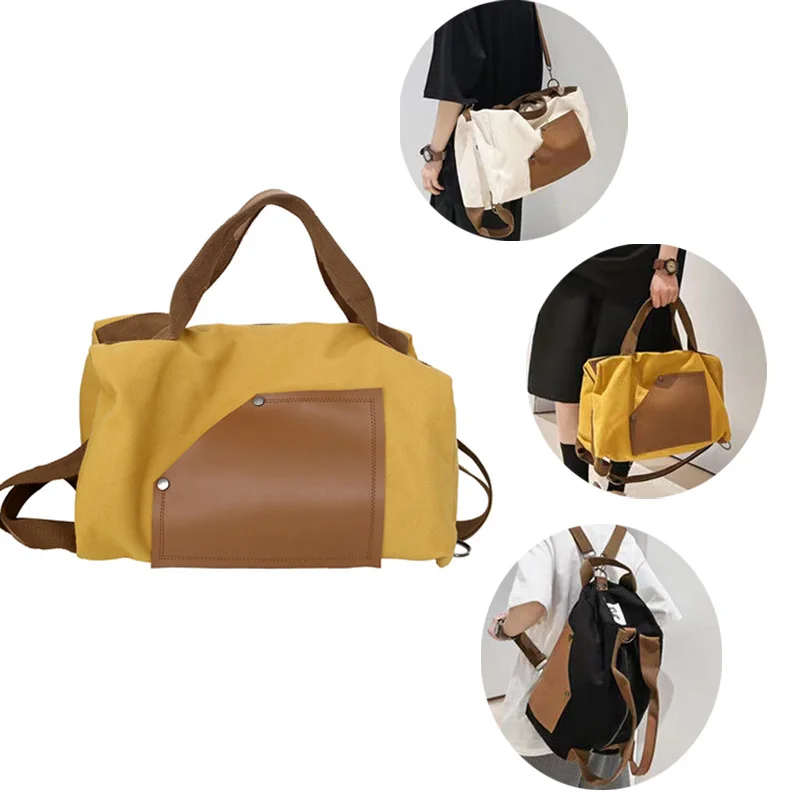 New Convertible Travel Bag for Women Multifunction Backpack Canvas Hand Luggage Girl Messenger Shouler Duffle Bag Weekender Bag