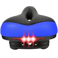 bicycle saddle with tail light thicken widen mtb soft comfortable cycling warning led lamp cushion accessories