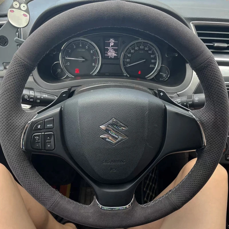 

Оригинальные, удобные замшевые, 100%, подходят для Suzuki Alivio 2015 2016, автомобильные аксессуары для интерьера, рулевая накидка