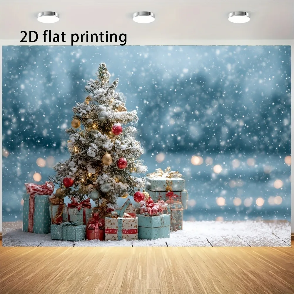 Christmas dream scene hanging cloth: arch snow scene, warm living room and colorful decoration gathered Background cloth