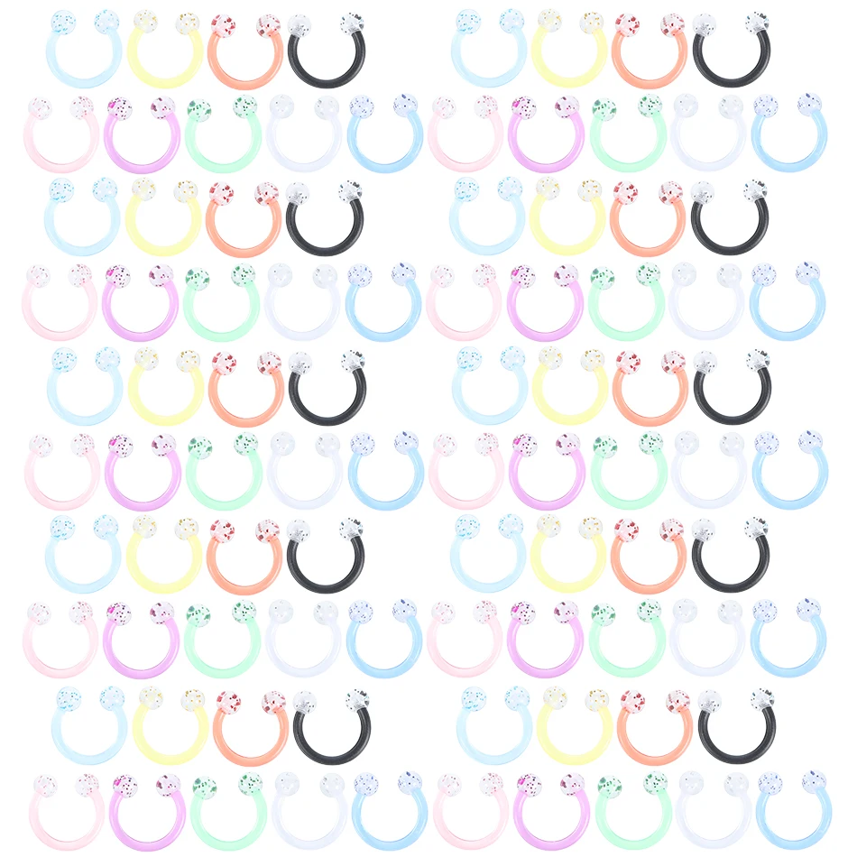 Кольцо для пирсинга 90 шт./лот акриловое украшение носа перегородки хряща губ