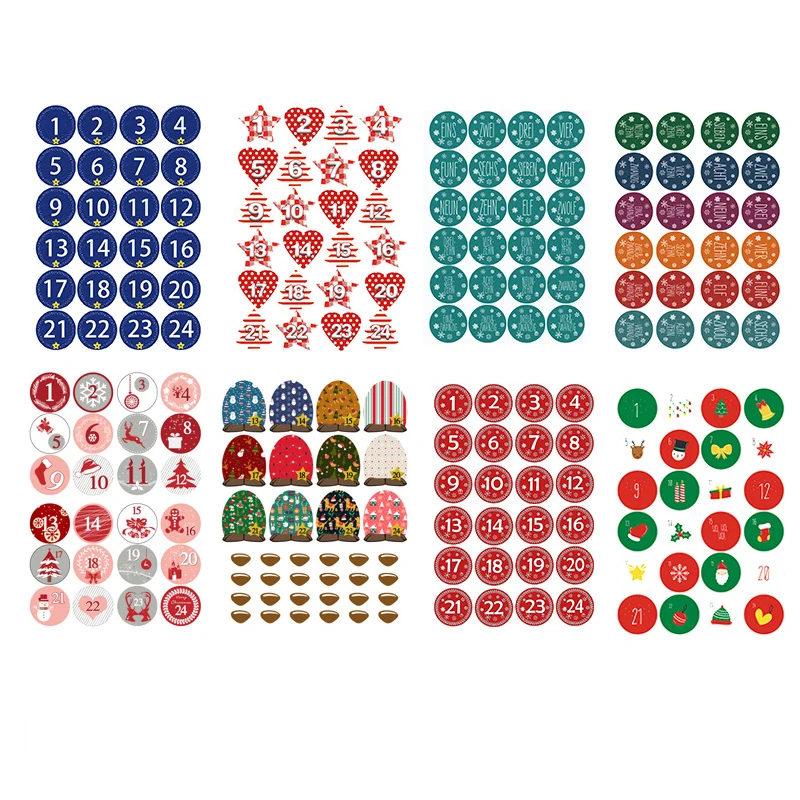 

Merry Christmas Gift Stickers Advent Calendar Number Paper Stickers Multi-Function DIY Crafts Gift Packaging Labels Decor Tools