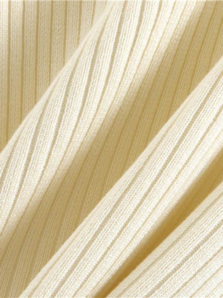 DEAT 2024 Осенний вязаный комплект из 2 предметов с круглым вырезом и длинными