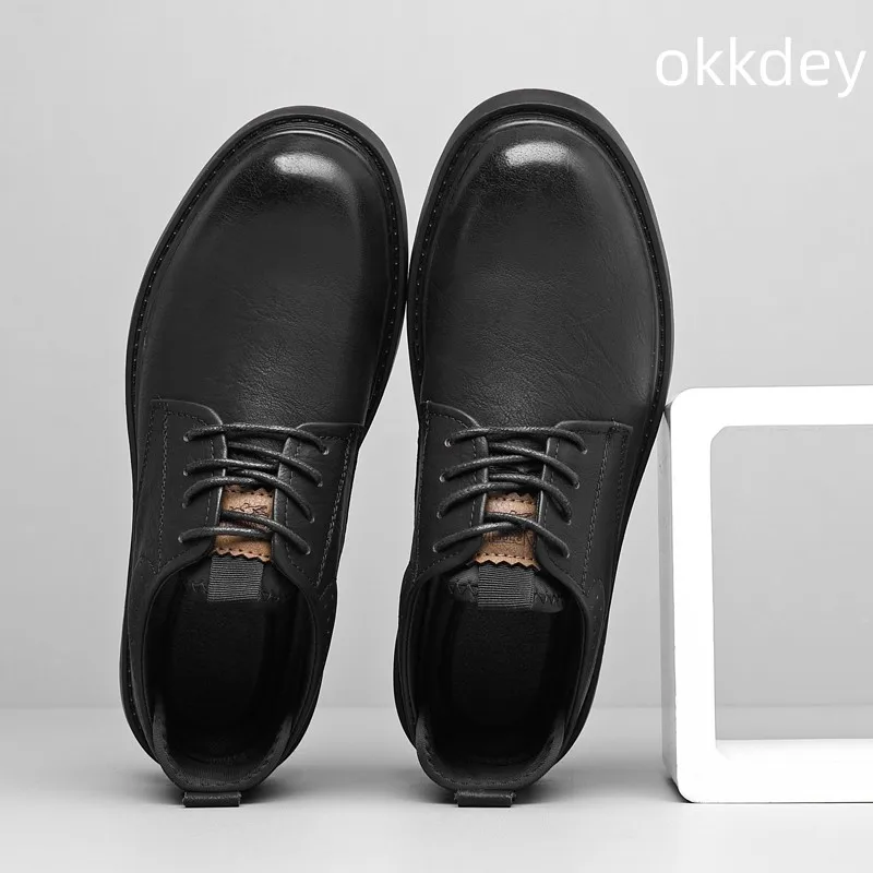 

Casual Leather Shoes for Men Breathable Trendy All-match Wear-Resistant Comfortable Out Door Round Toe Shoes Spring Autumn Main