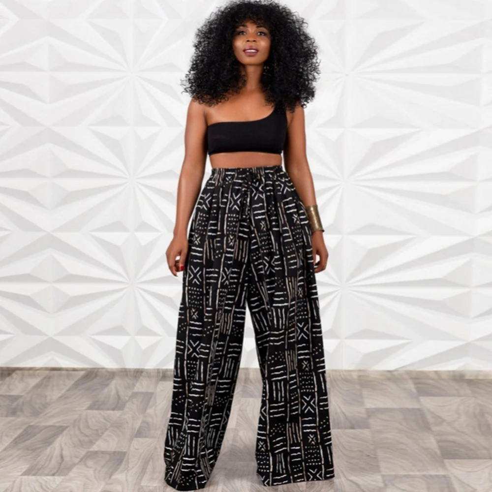

Polyester African Ladies Clothes Dashiki Print Trousers Elastic Waist Ankara Fashion High Harem Pant African Pants For Women