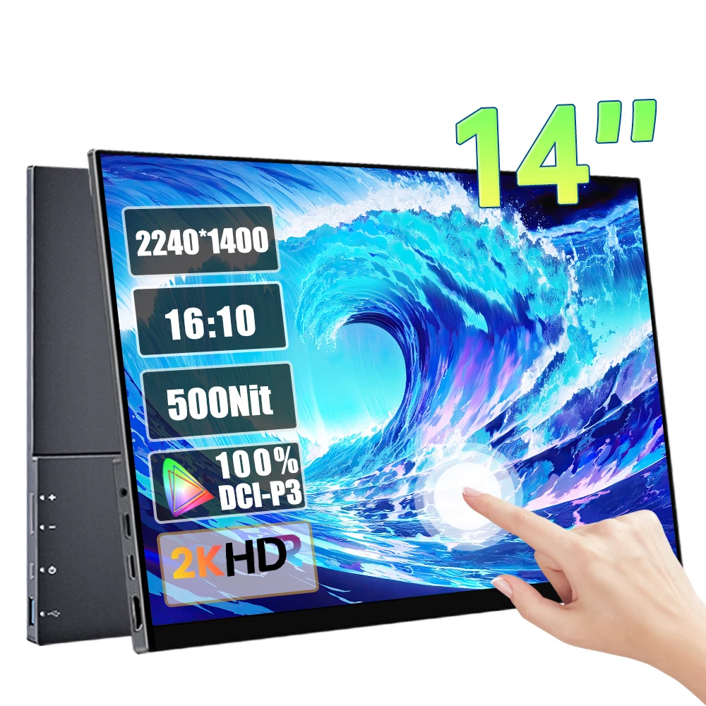 Портативный монитор, 14 дюймов, 2K, 2240*1400P, 16:10, 100% дюйма ...
