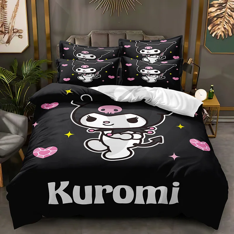 

Sanrio Kuromi Series Duvet Cover Sanding Kit Digital Printing Cartoon Anime Cute Bed Home Two-piece Set Three-piece Set