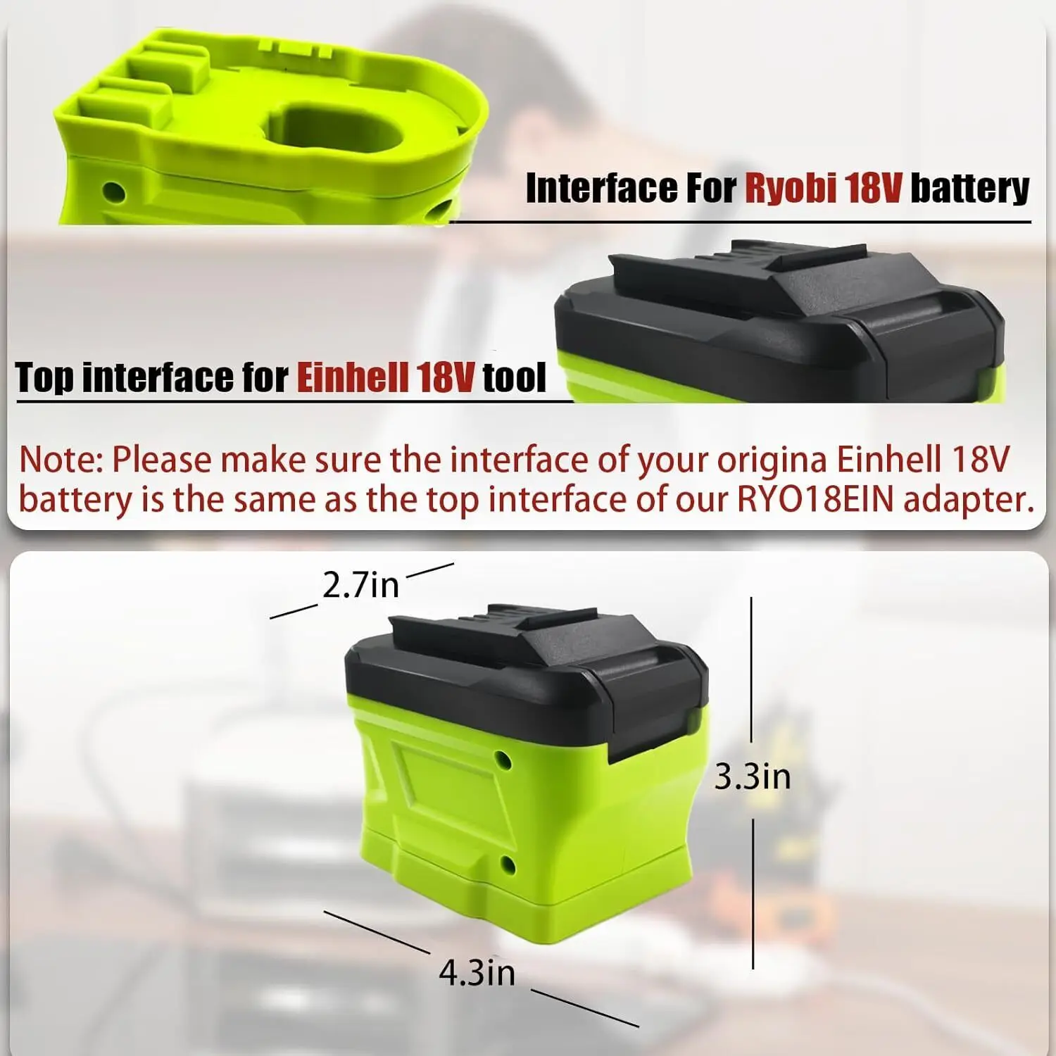Фото Адаптер аккумулятора для преобразователя литий-ионного аккумулятора Ryobi 18 В для аккумуляторных электроинструментов Einhell 18 В, дрели RYB18EIN №3