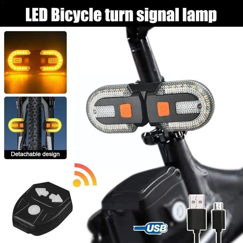 

LED Bicycle Remote Control Turn Signal Taillight USB Warning Cycling Accessories Bike Charging Bike Indicator Lamp Outdoor S9U6