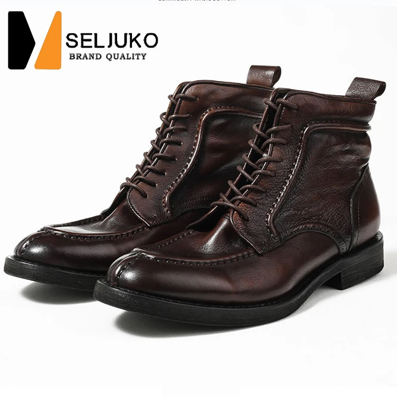 

Мужские кожаные ботинки Martin в британском ретро стиле, мужские короткие ботинки, высокие мужские кожаные ботинки, трендовые ботинки для инст...