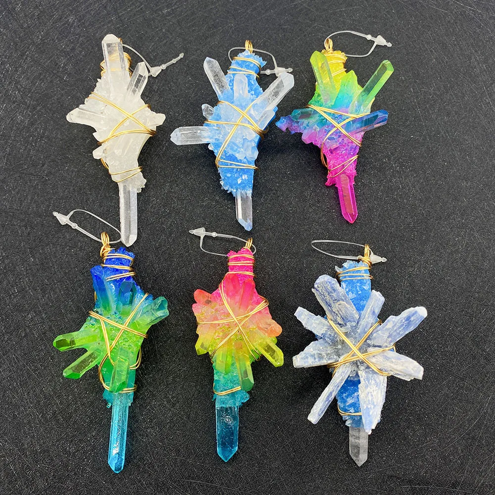 

Natural Brazilian Colorful Crystal Charm Pendant Healing Irregular Winding Power Stone for DIY Handmade Jewelry Making Pendant