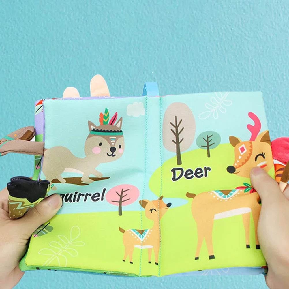 

Baby Cloth Book Infant Soft Book 3D Animals Tail Crinkle Sensory Touch Book