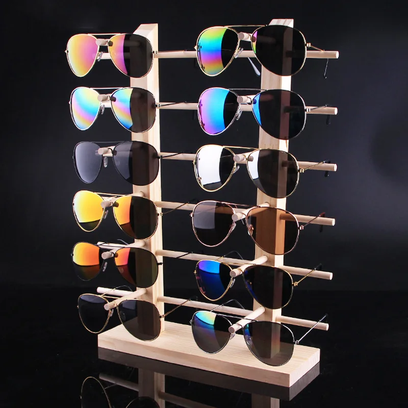 Solid Wood Glasses Display Stand Sunglasses Organizer Display Shelf Sunglasses Holder Swimming Gogges Glasses Stand Showcase