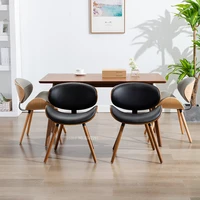 nordic modern simple luxury chair back beetle shape small family space saving practical solid wood leather dining chair silla