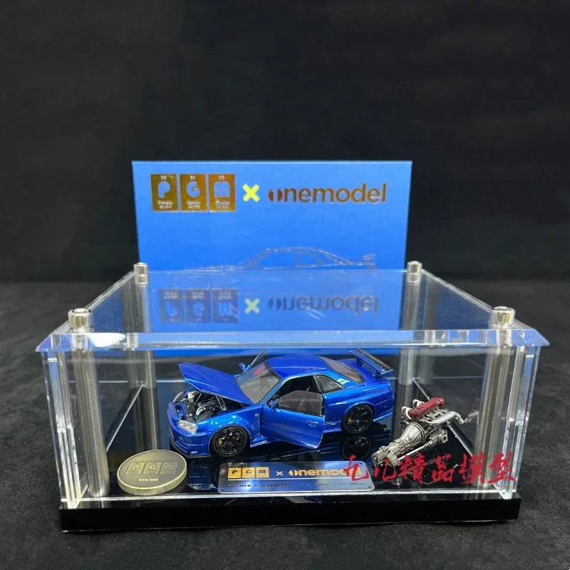 Фото Лимитированная серия PGM 1:43 GTR R34 Z-TUNE, литая под давлением модель с синим двигателем, имитационная модель из сплава, украшение для взрослых, игрушка для мальчиков, детский подарок. №5