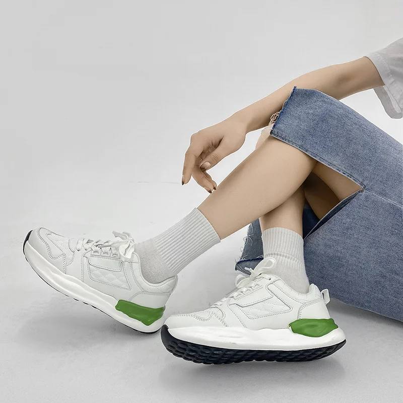 SALUDAS Women Sneakers Running Shoes Breathable Light Fashion Thick Soled White Shoes Luxury Brand Sneakers for Women